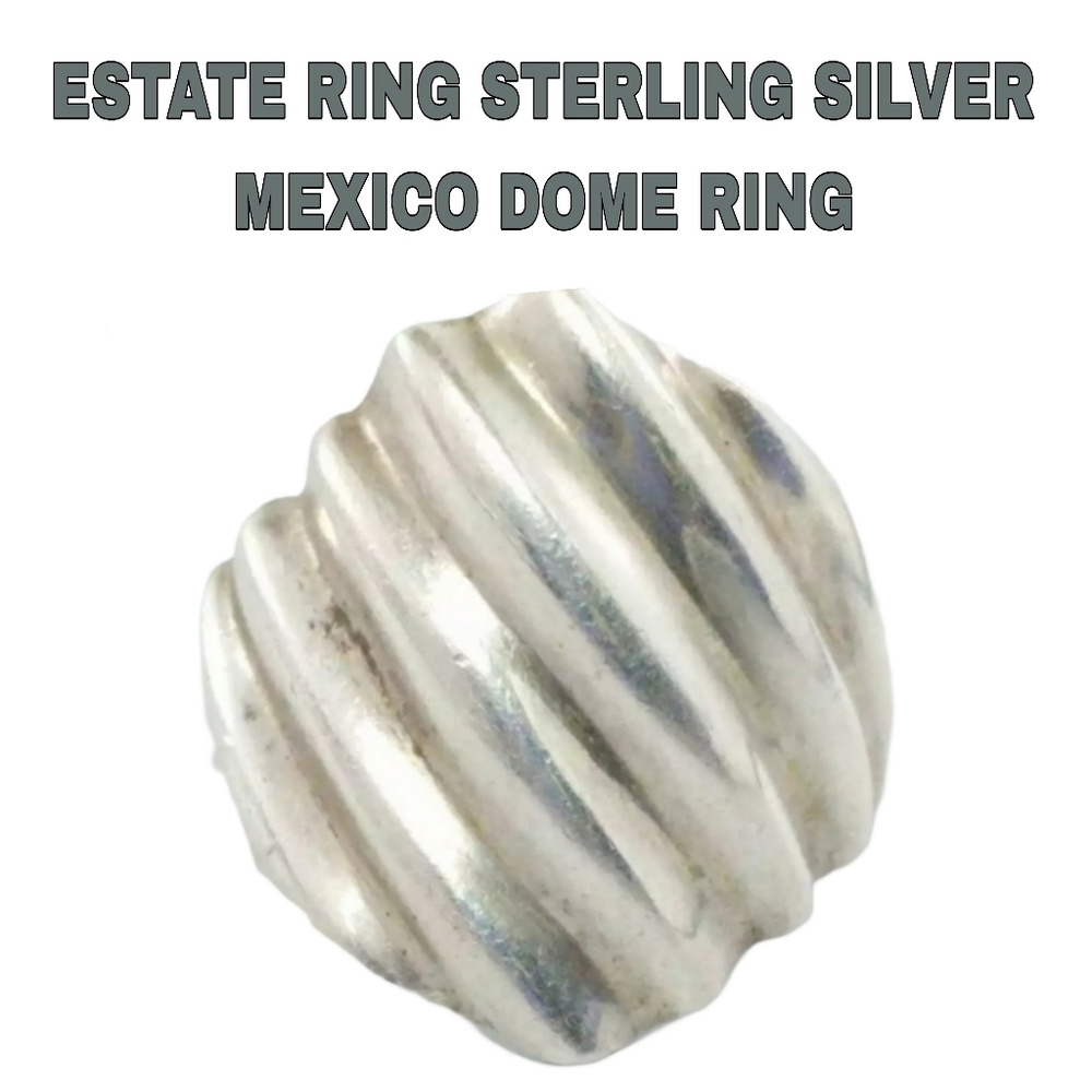Mexico .925 Solid Sterling Silver Dome Ring 9.25 - image 3